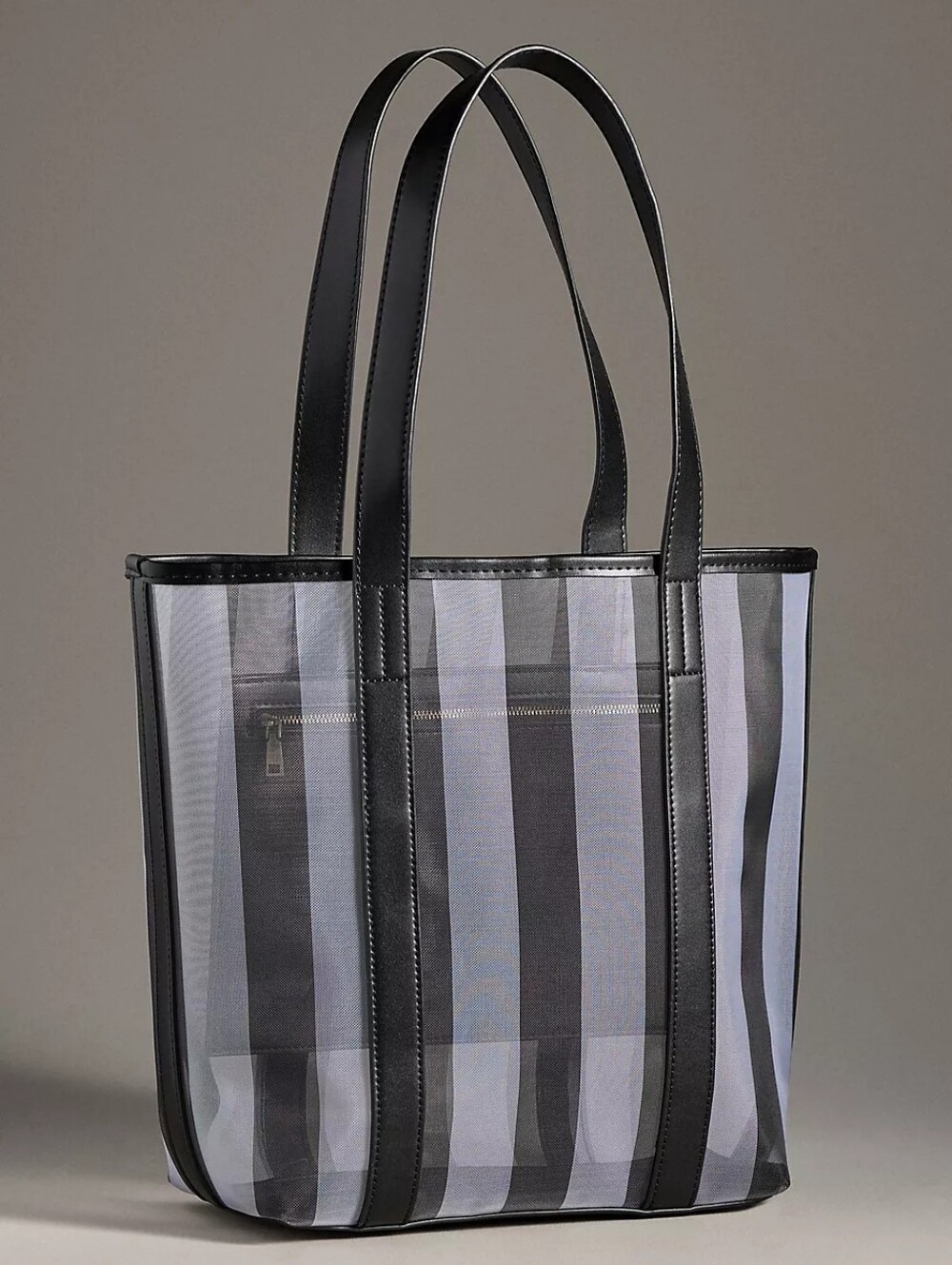 Anthropologie Large Mesh Tote Bag Black Stripes